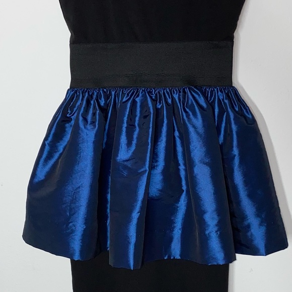 S Necessary Objects Elastic Waist Metallic Satin Peplum Mini Colorblock Dress - Picture 4 of 10